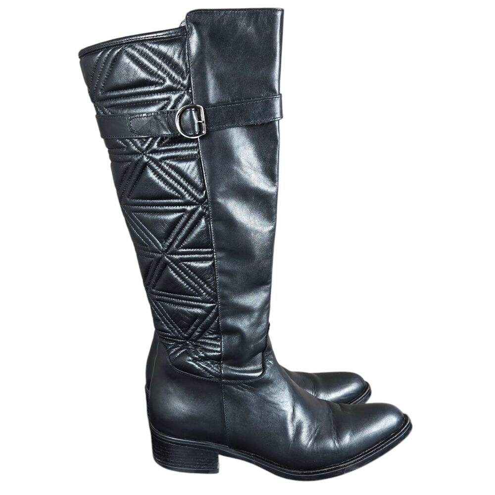 Emanuele Crasto Riding Boots Womens EU 40 US 9.5 Tall‎ Black Quilted Leather